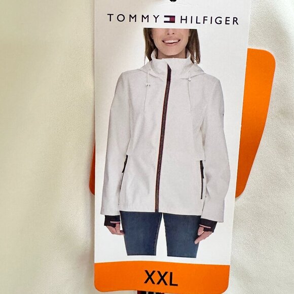 New Tommy Hilfiger Women’s Lightweight Hooded Windbreaker Jacket Size XXL White - Picture 5 of 16